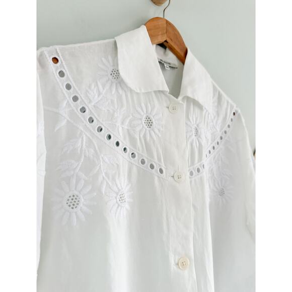 Madewell | NWT Embroidered Lace Button-Up Shirt in White | Sz S - Picture 6 of 12